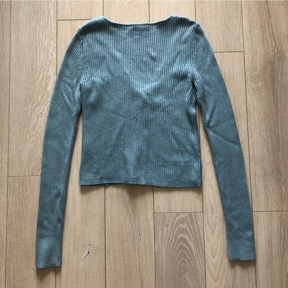 Dynamite Ribbed Shell Button Cardigan in Light Blue - Picture 3 of 9